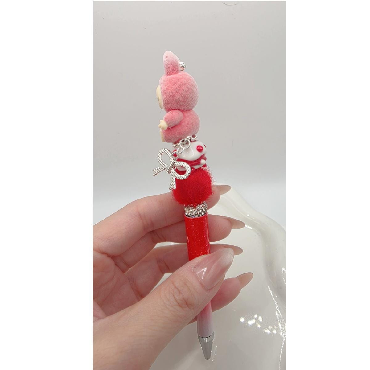 Labubu The Monsters soft short fur Bean! one-of-a-kind handmade pen!