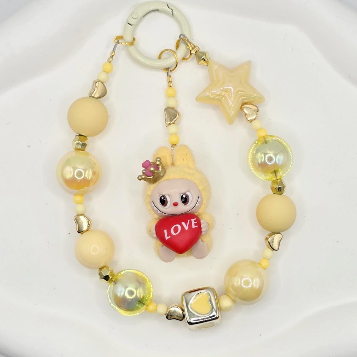 StudioNisy Handmade keychain/phone strap Labubu The Monsters LOVE POPMART Bean