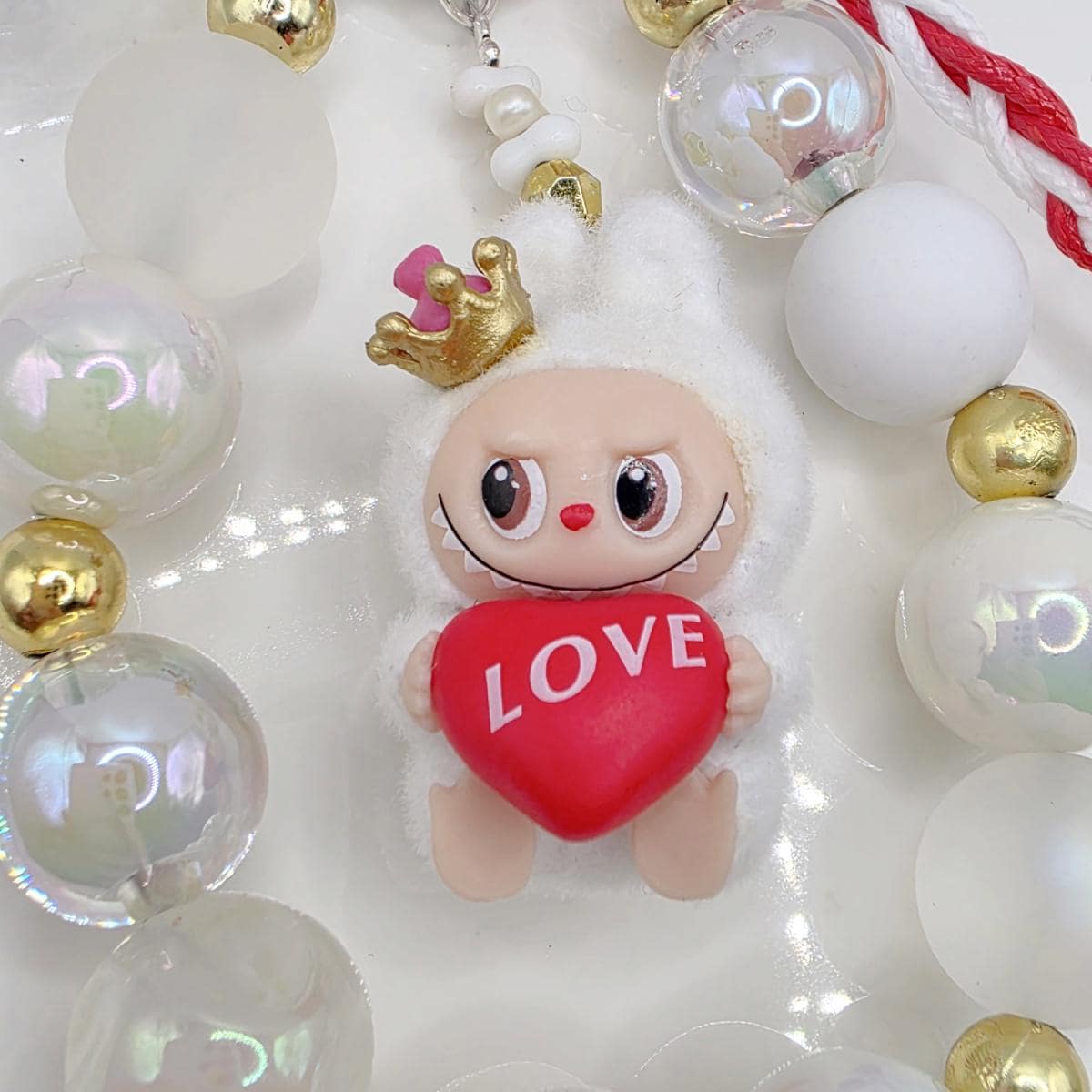 StudioNisy Handmade keychain/phone strap Labubu The Monsters LOVE POPMART Bean