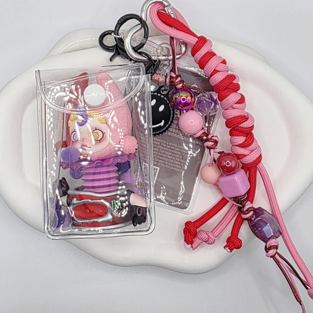 StudioNisy Blindbox Authentic POPMART Skull Panda Labu keychain with beaded chain | phone or bag charm