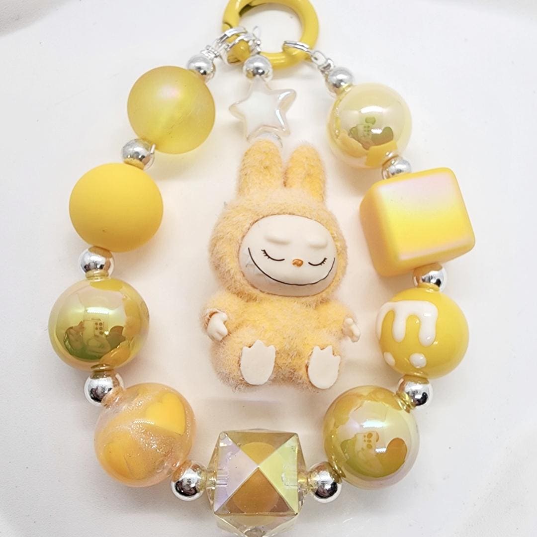 StudioNisy LABUBU Have a Seat The Monsters soft short fur Bean oneofakind - keychain or phone charm