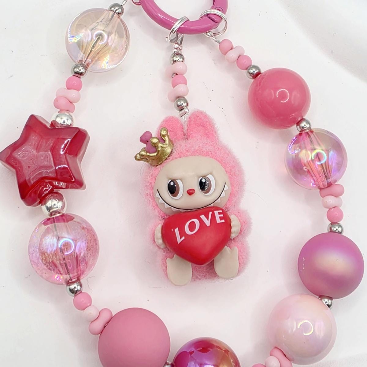 StudioNisy Handmade keychain/phone strap Labubu The Monsters LOVE POPMART Bean