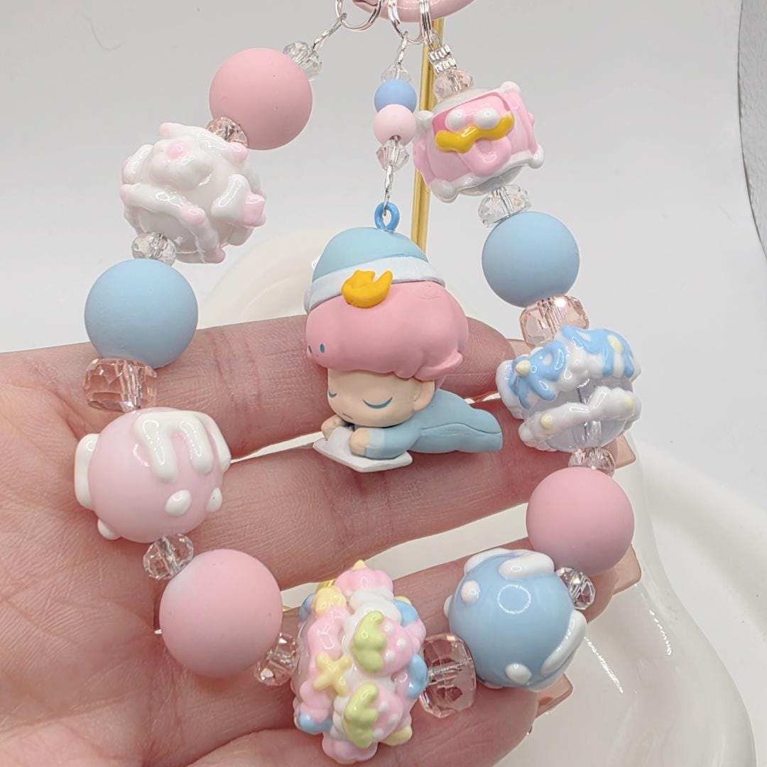 StudioNisy Dimoo bean figure small beaded keychain with handmade beads , one of a kind, great gift, phone charm,