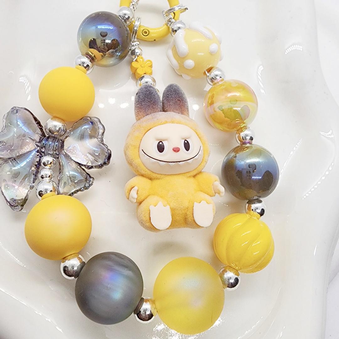 StudioNisy LABUYOGA The Monsters soft short fur Bean oneofakind handmade yoga lazy - keychain or phone charm