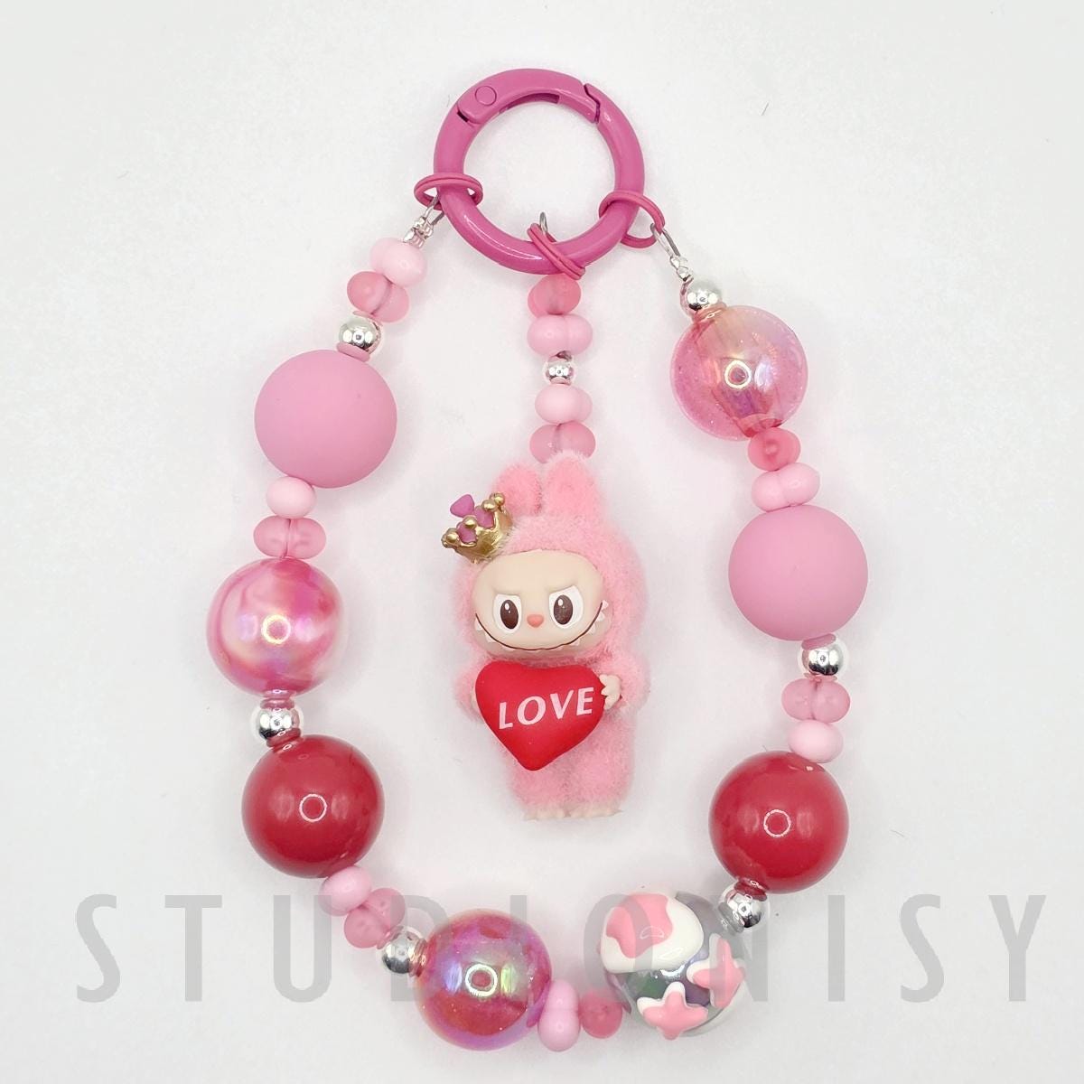StudioNisy Handmade keychain/phone strap Labubu The Monsters LOVE POPMART Bean 2