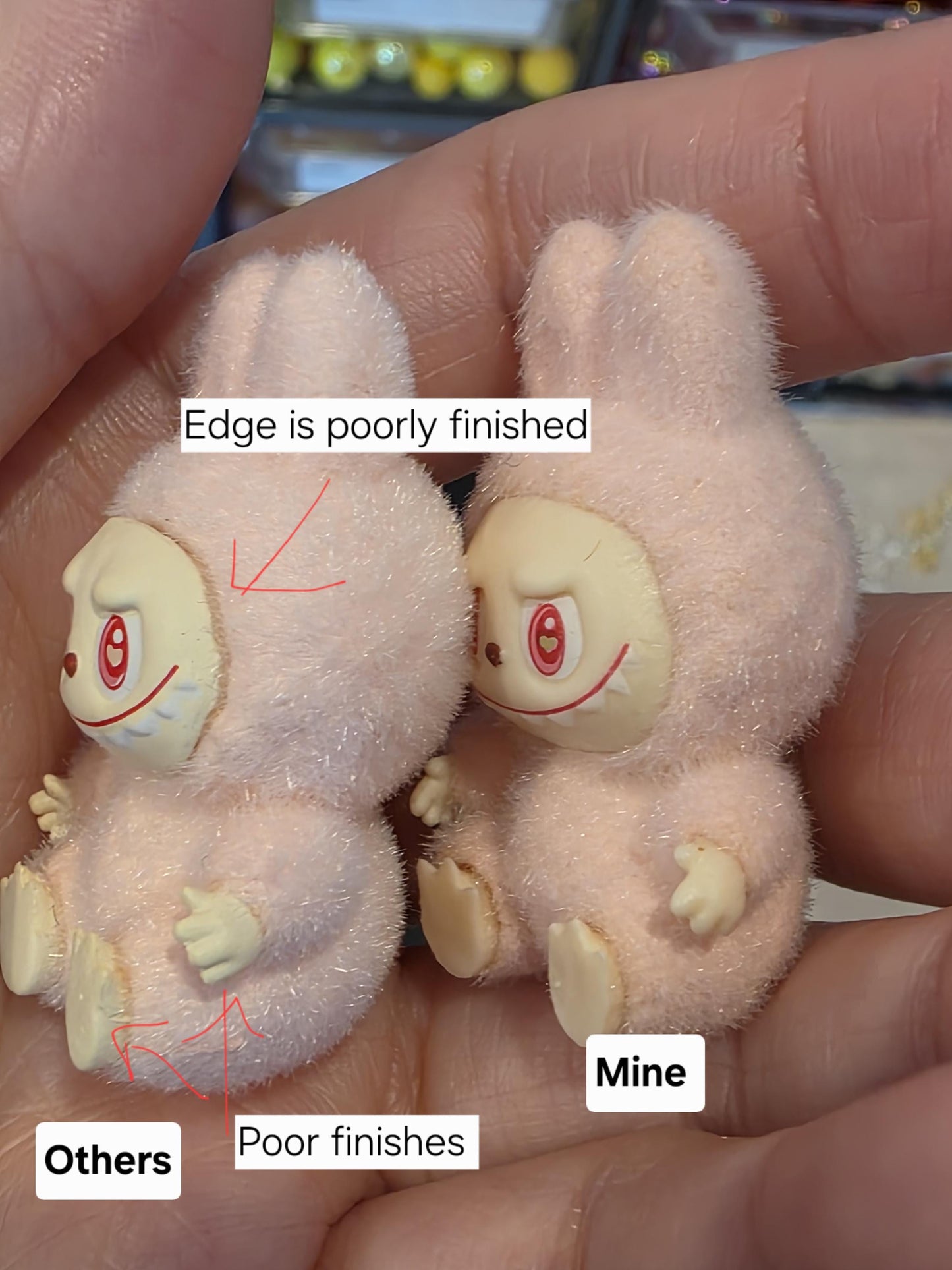 One of a Kind Labubu The Monsters simple fuzzy fur Bean with keychain ! Great gift