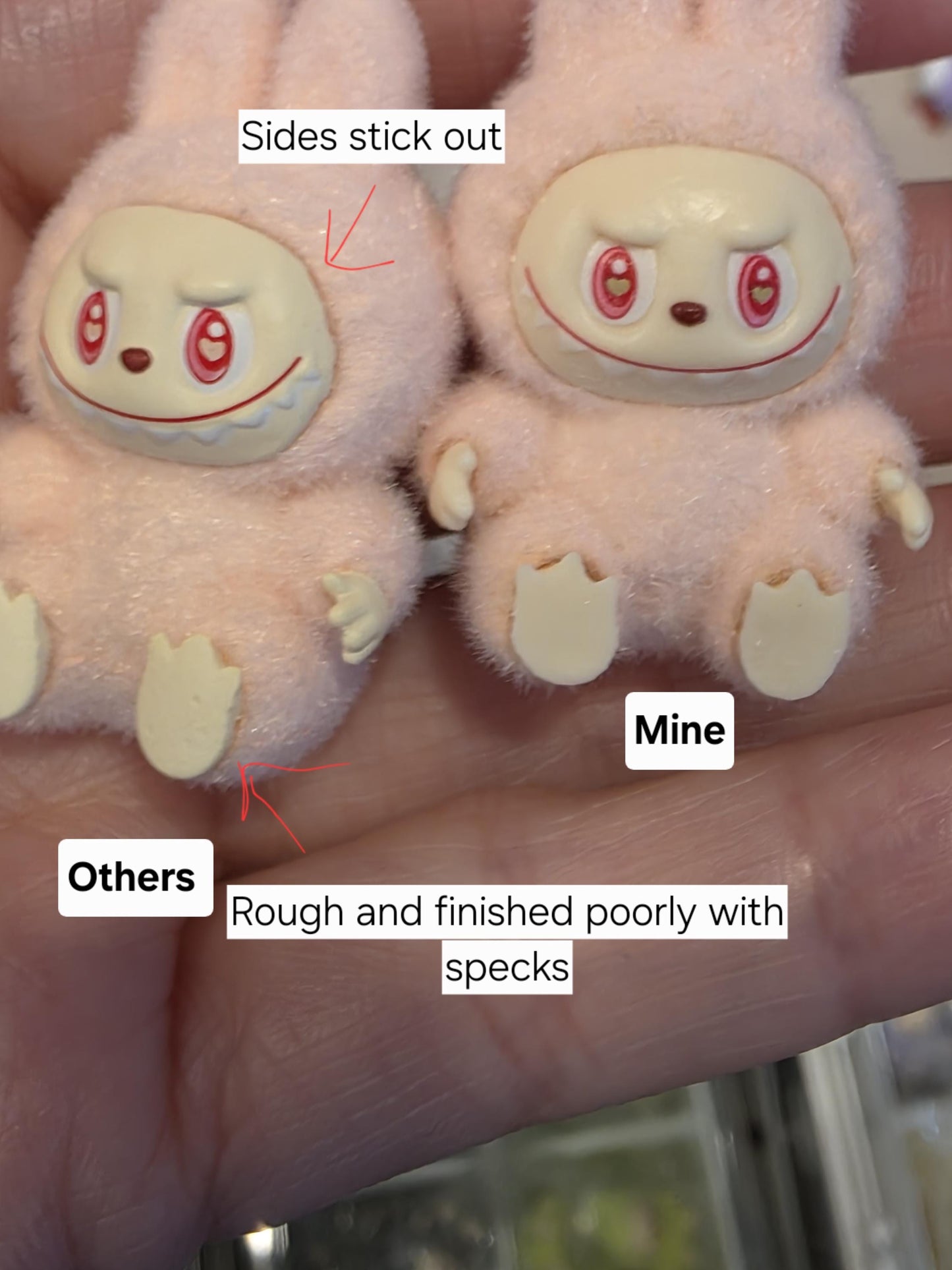 One of a Kind Labubu The Monsters simple fuzzy fur Bean with keychain ! Great gift