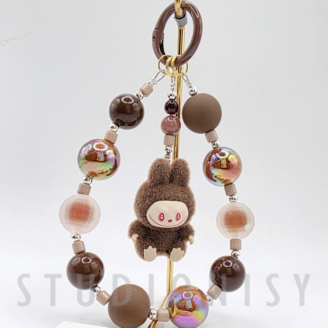 StudioNisy LABUBU Have a Seat The Monsters soft short fur Bean oneofakind - keychain or phone charm