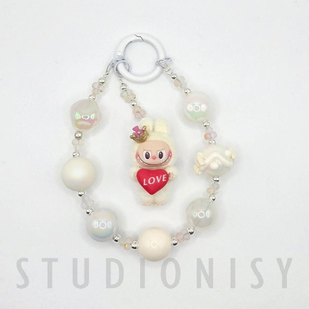 StudioNisy Handmade keychain/phone strap Labubu The Monsters LOVE POPMART Bean 2