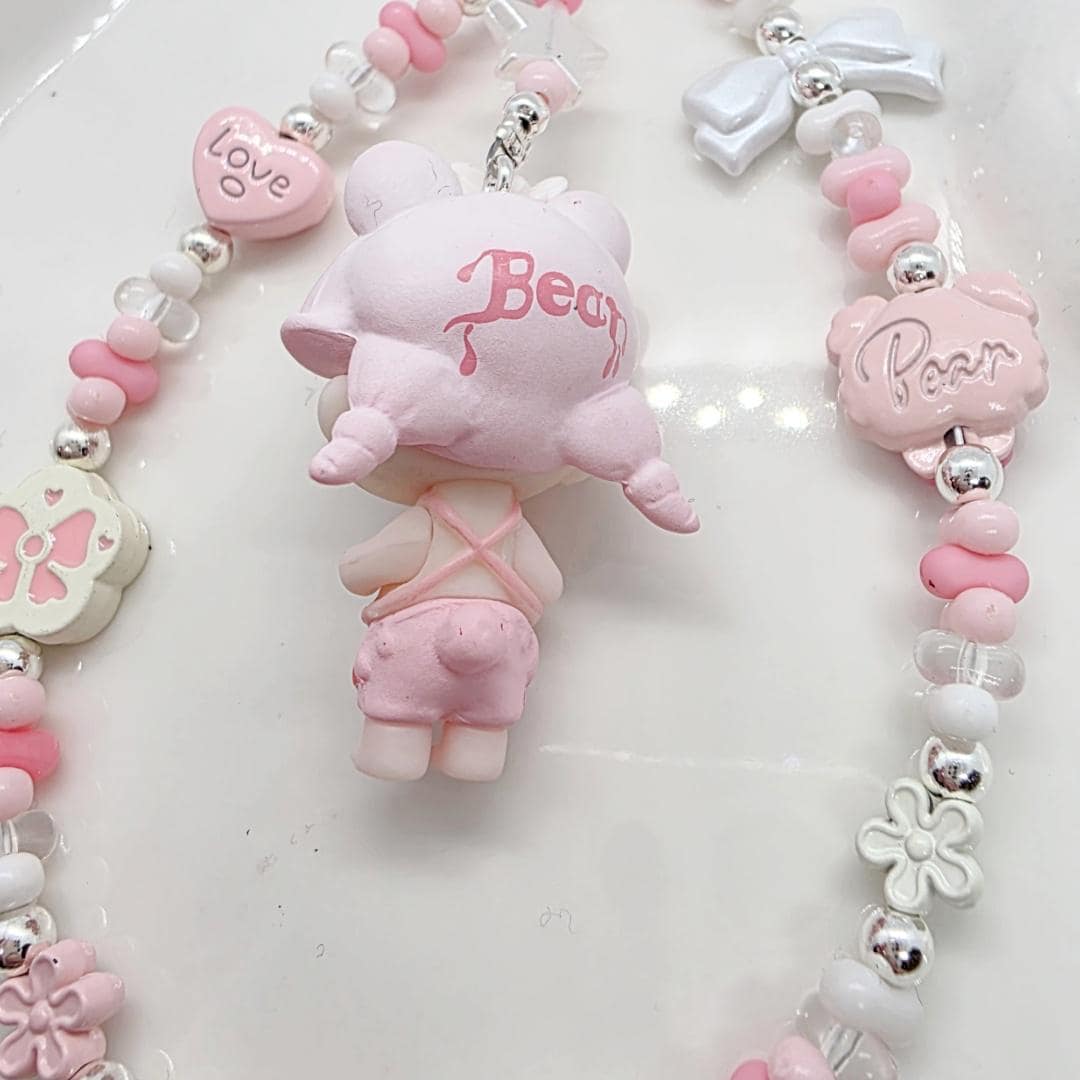 StudioNisy Dimoo bean figure small beaded keychain with handmade beads , one of a kind, great gift, phone charm,