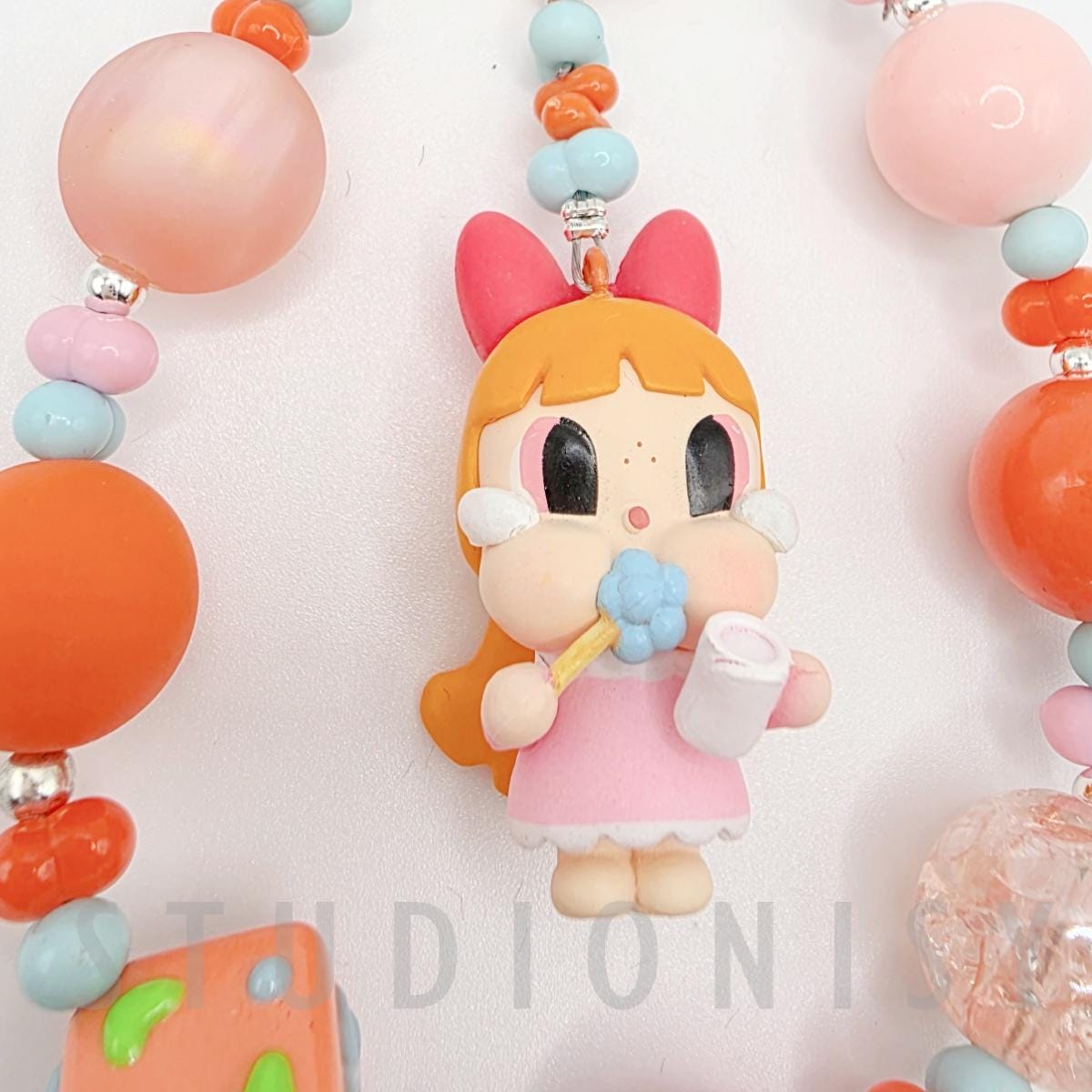 StudioNisy Handmade Crybaby Powerpuff beaded keychain or phone charm bag charm