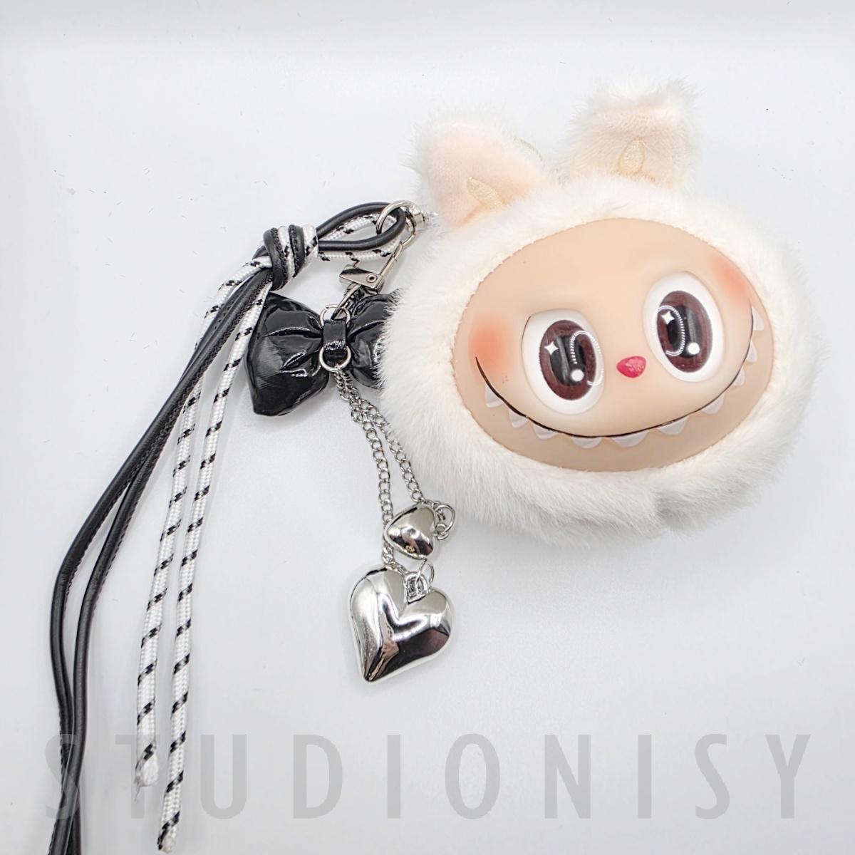 StudioNisy Handmade Cute face Labubu Head Plushy keychain or bag charm Labubu