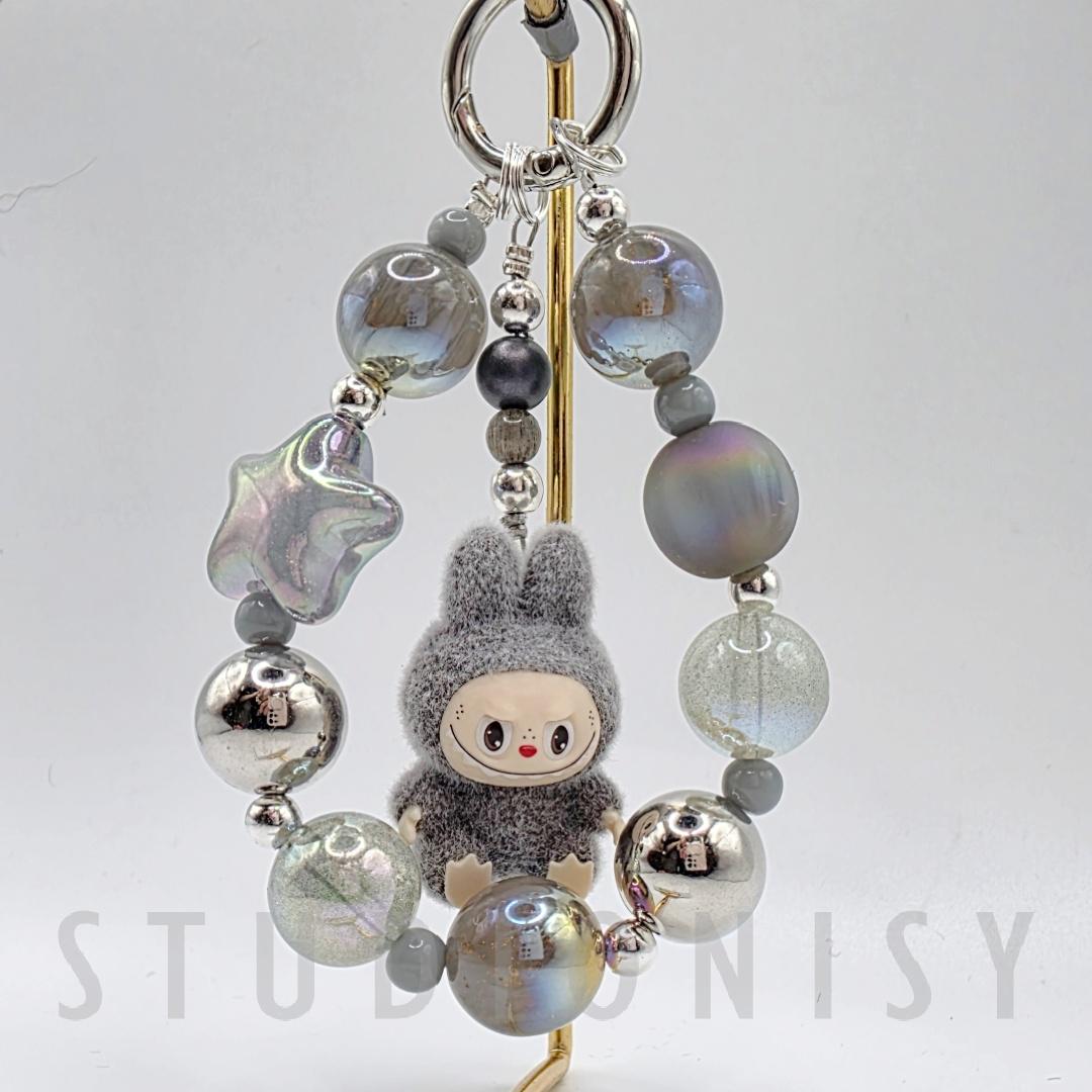 StudioNisy LABUBU Have a Seat The Monsters soft short fur Bean oneofakind - keychain or phone charm