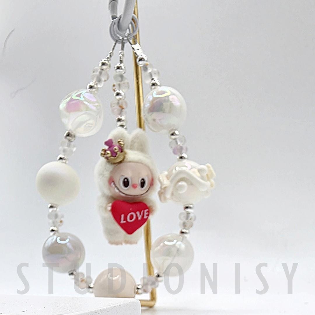 StudioNisy Handmade keychain/phone strap Labubu The Monsters LOVE POPMART Bean 2