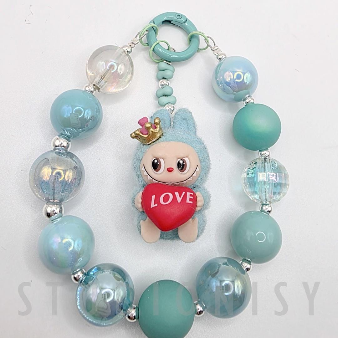 StudioNisy Handmade keychain/phone strap Labubu The Monsters LOVE POPMART Bean