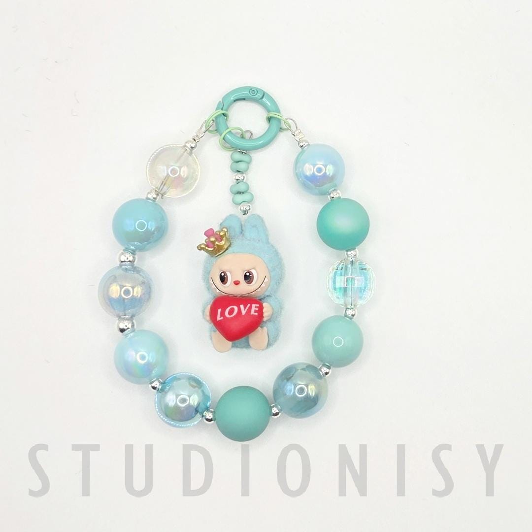 StudioNisy Handmade keychain/phone strap Labubu The Monsters LOVE POPMART Bean