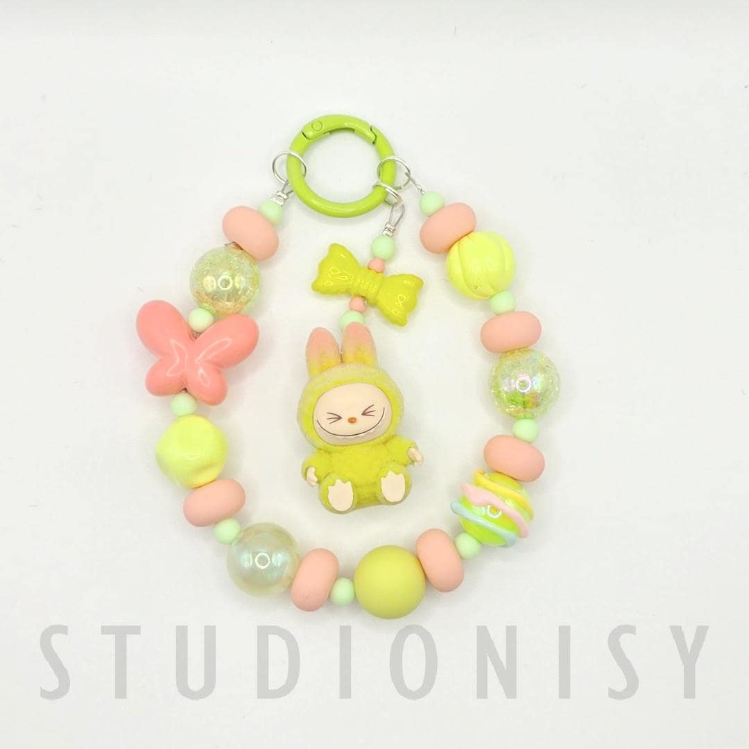 StudioNisy LABUYOGA The Monsters soft short fur Bean oneofakind handmade yoga lazy - keychain or phone charm