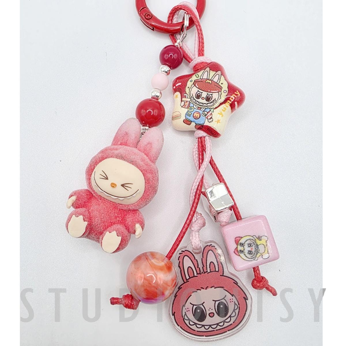 StudioNisy Labu Bean with Labu beads one-of-a-kind handmade - keychain or phone charm