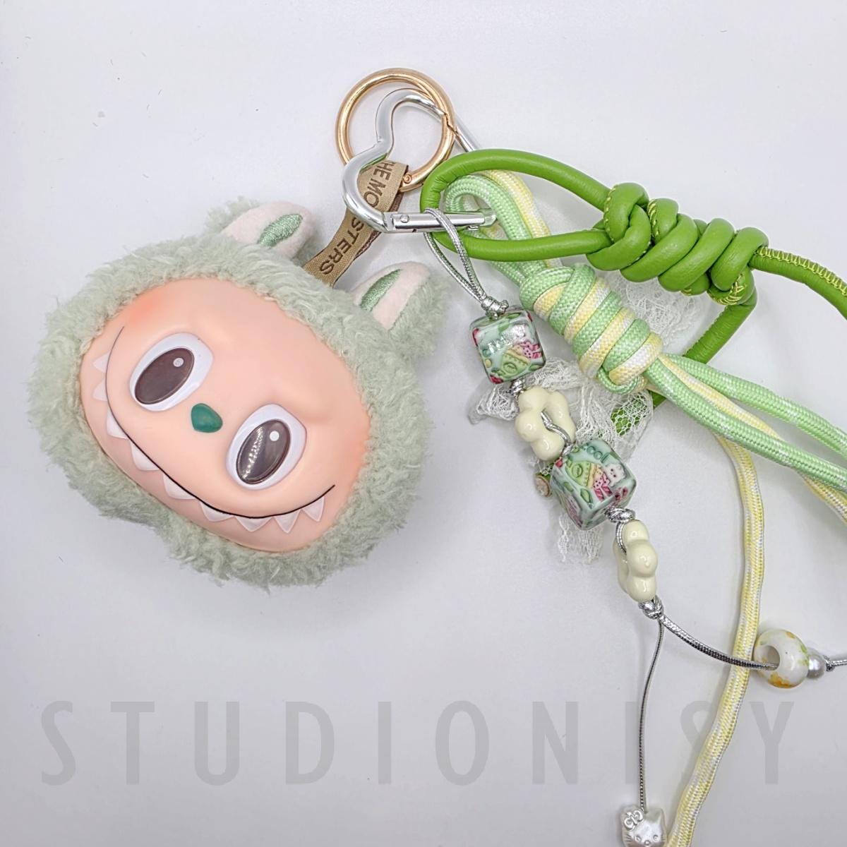 StudioNisy Handmade Labu Head MACARON Plushy keychain, or bag charm Labubu head,