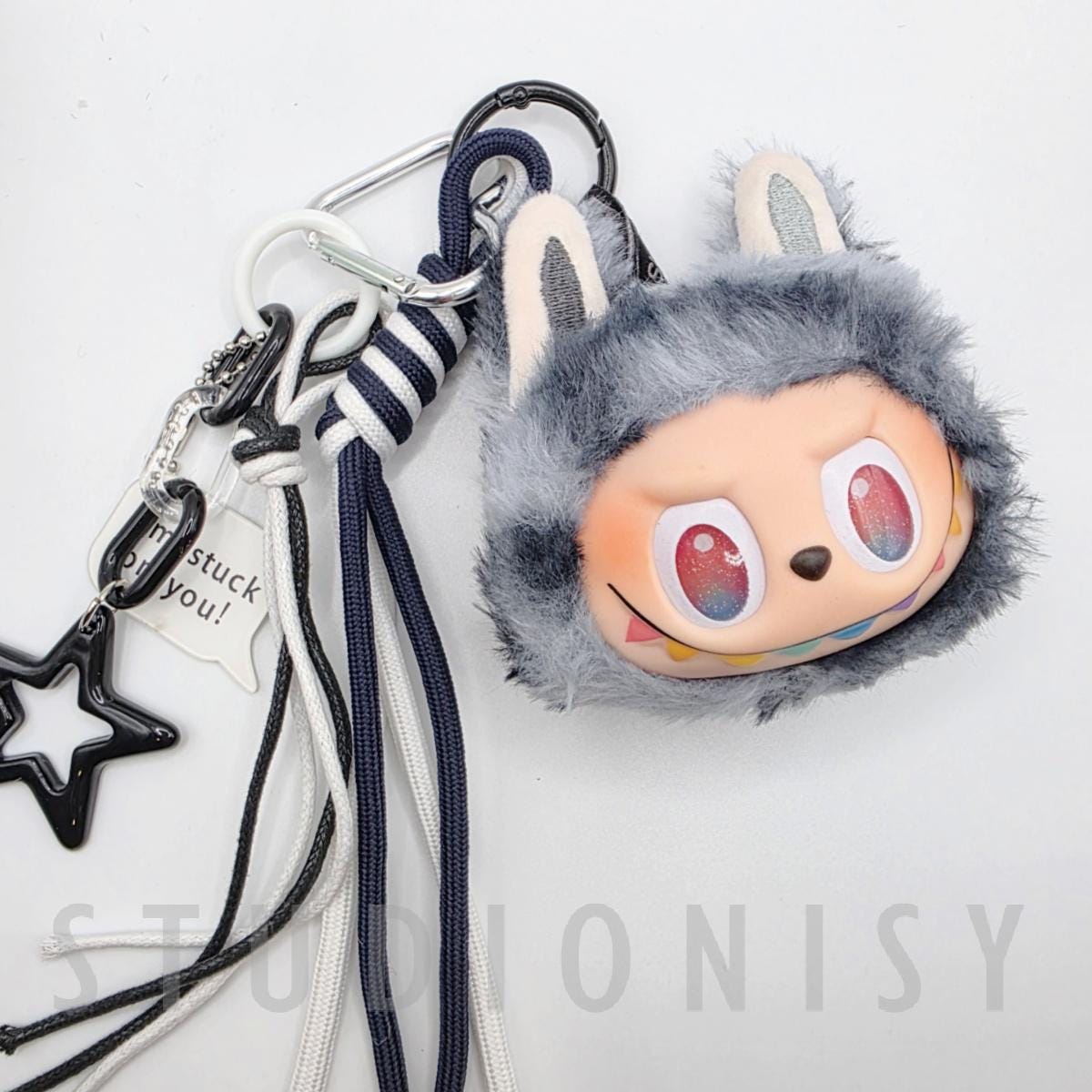 StudioNisy Handmade Cute face Labubu Head Plushy keychain or bag charm Labubu