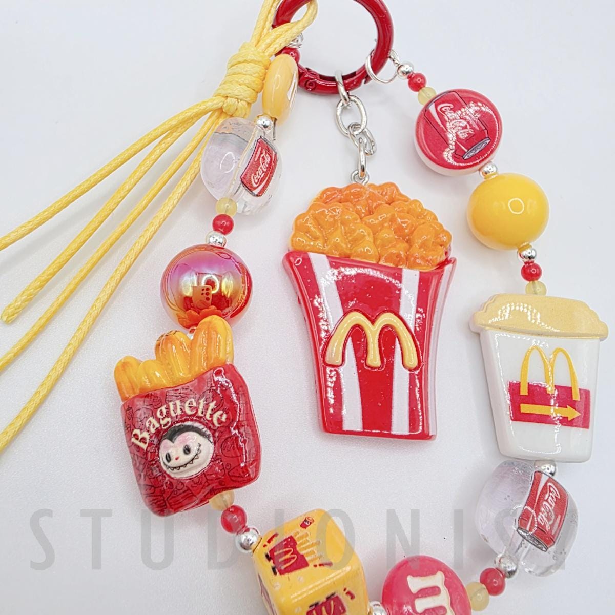 StudioNisy Cute beaded keychains, phone chains or bag charm McDs, plastic charms