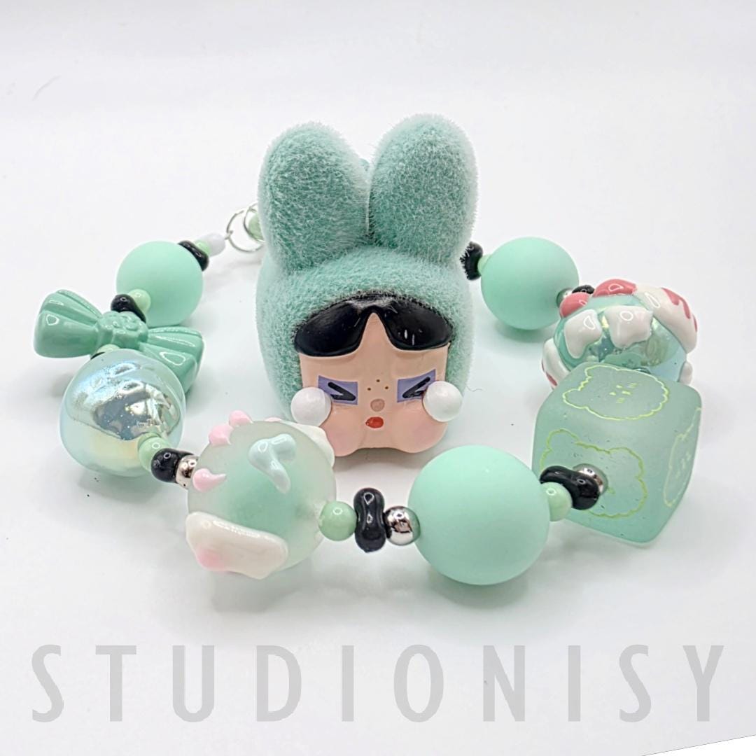 StudioNisy Handmade Crybaby Powerpuff beaded keychain or phone charm bag charm