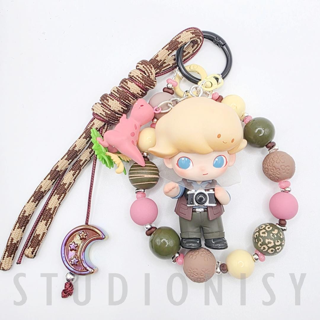 StudioNisy Popmart Blindbox Authentic Figure keychain with beaded chain | phone or bag charm | Crybaby | Twinkle Twinkle | Dimoo