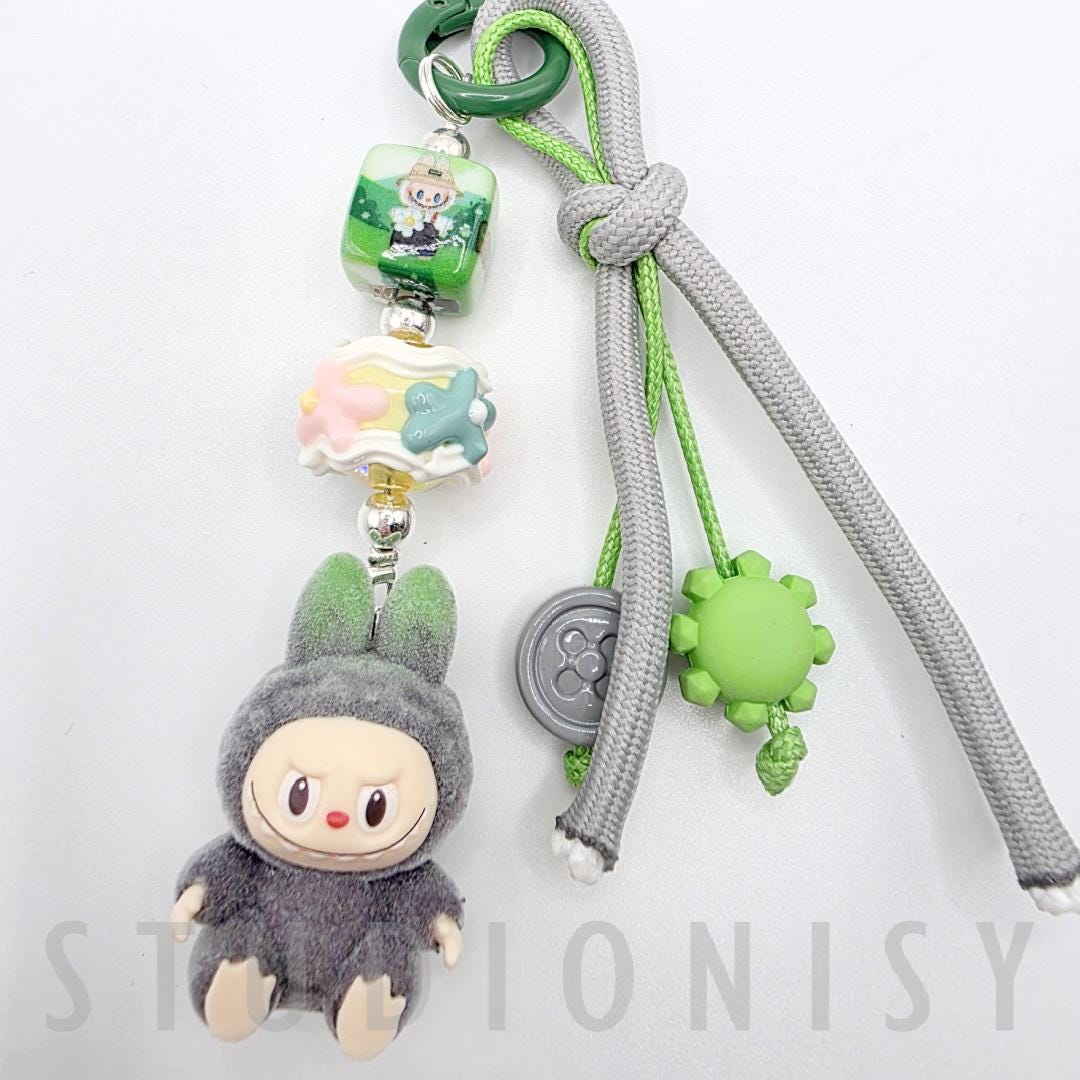 StudioNisy Labu Bean with Labu beads one-of-a-kind handmade - keychain or phone charm