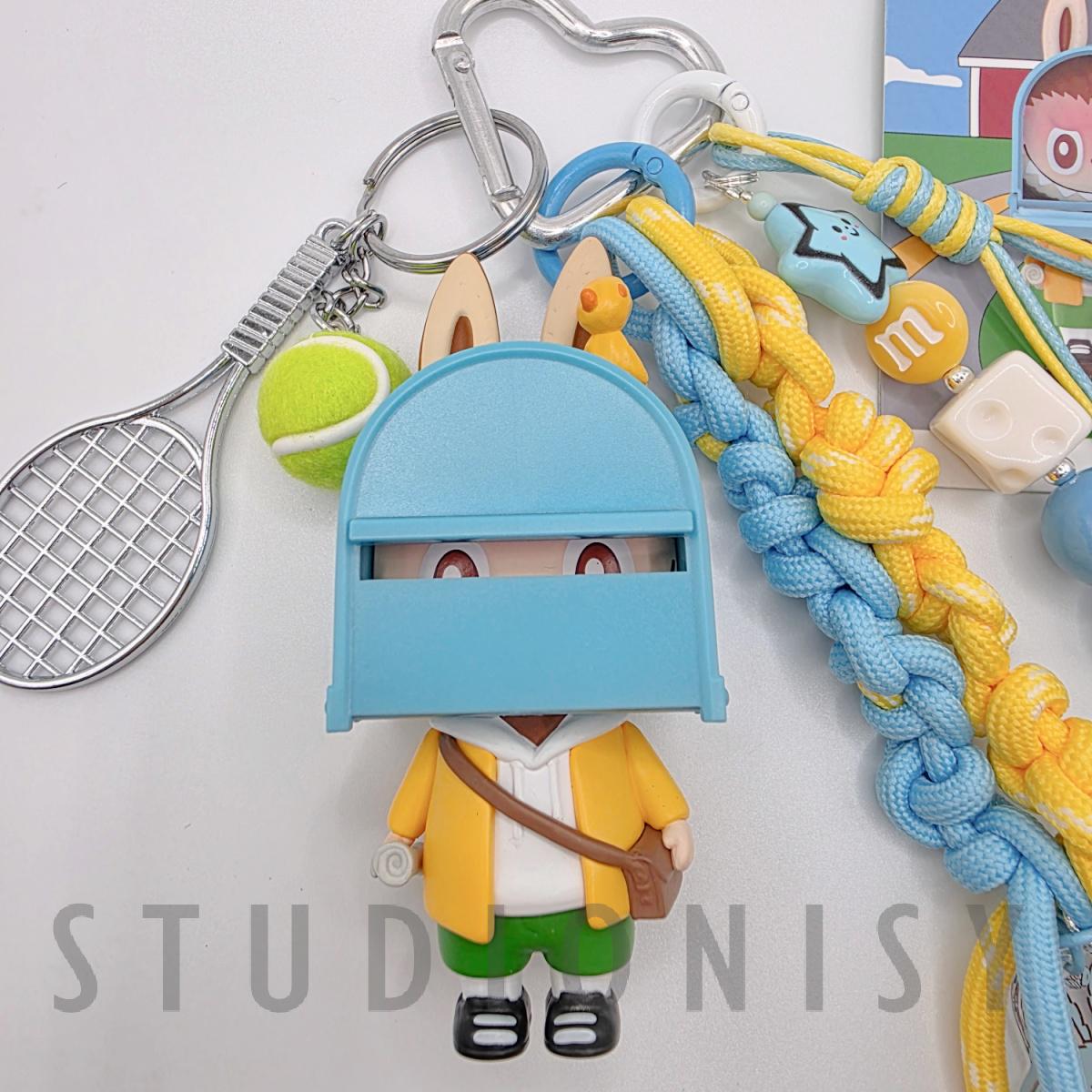 StudioNisy Popmart Almost Hidden Authentic Figure keychain with beaded chain | phone or bag charm |