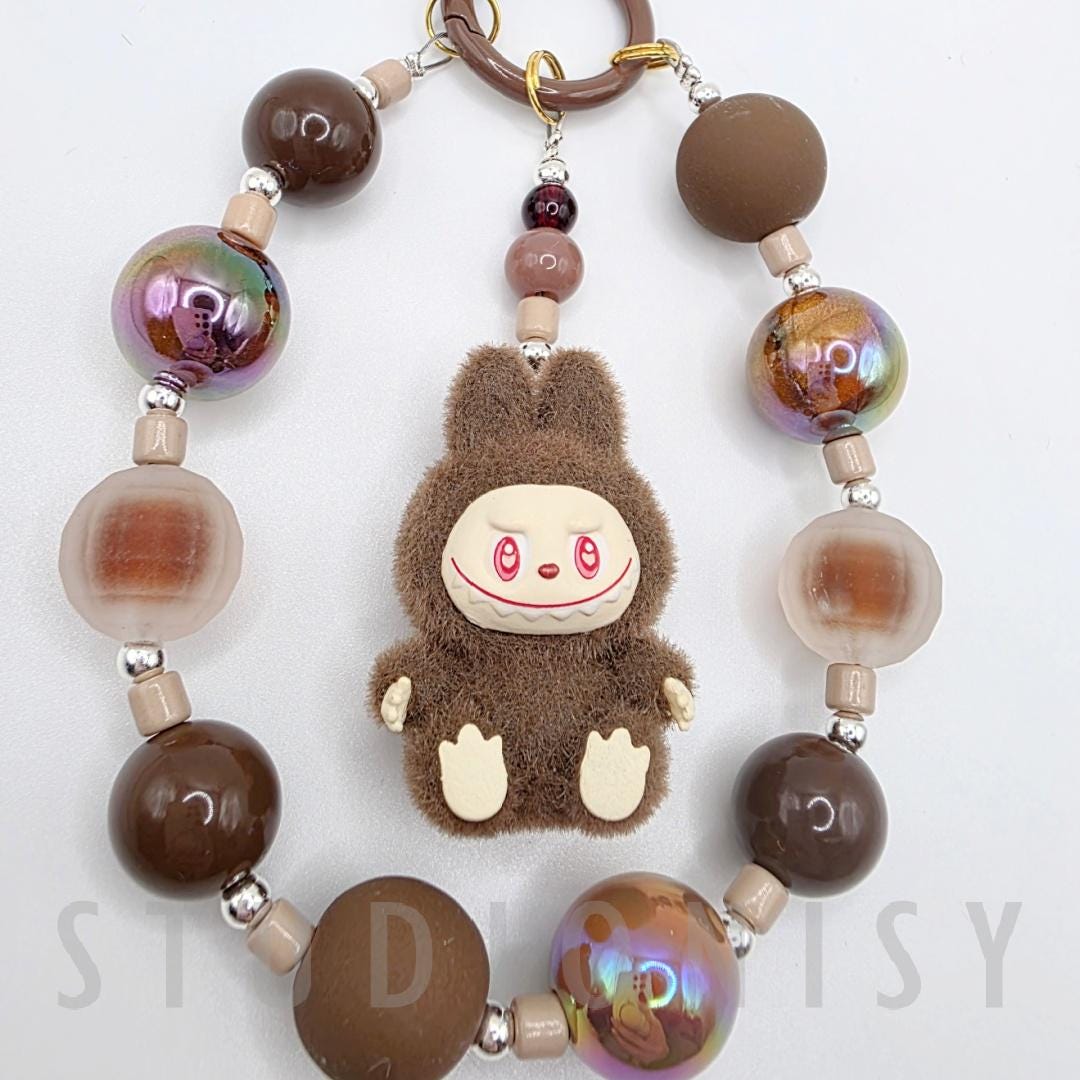 StudioNisy LABU The Monsters soft short fur Bean oneofakind handmade - keychain or phone charm