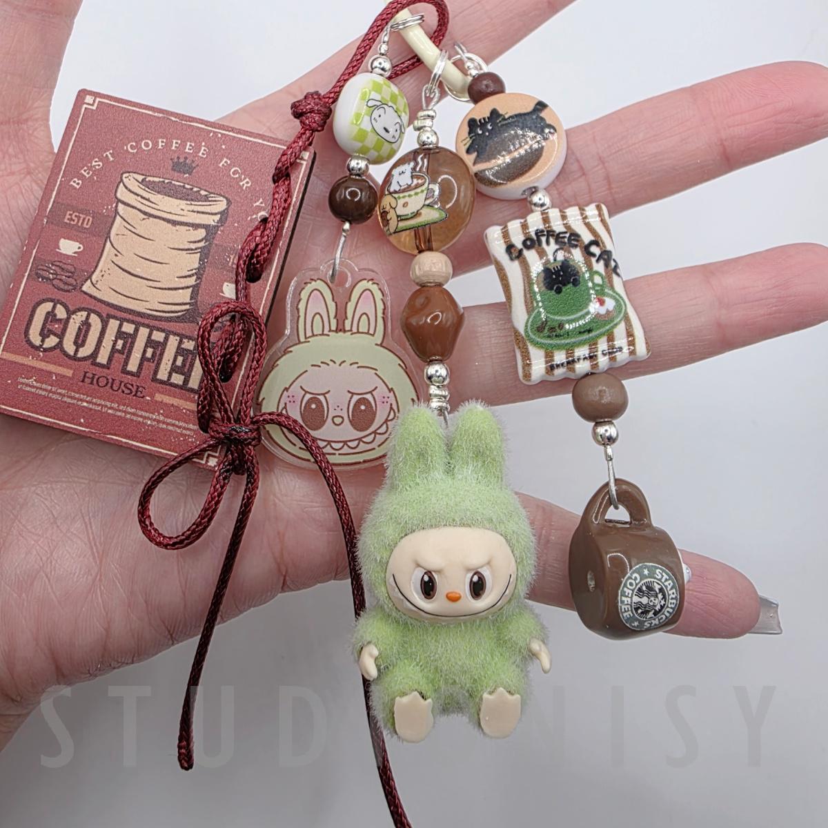 StudioNisy Labu Bean with Labu beads one-of-a-kind handmade - keychain or phone charm