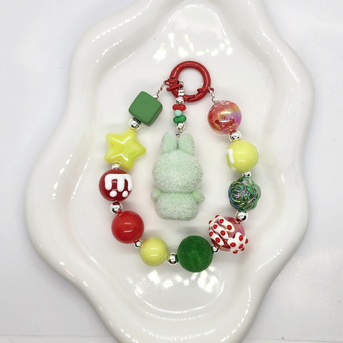 StudioNisy LABU The Monsters soft short fur Bean oneofakind handmade - keychain or phone charm