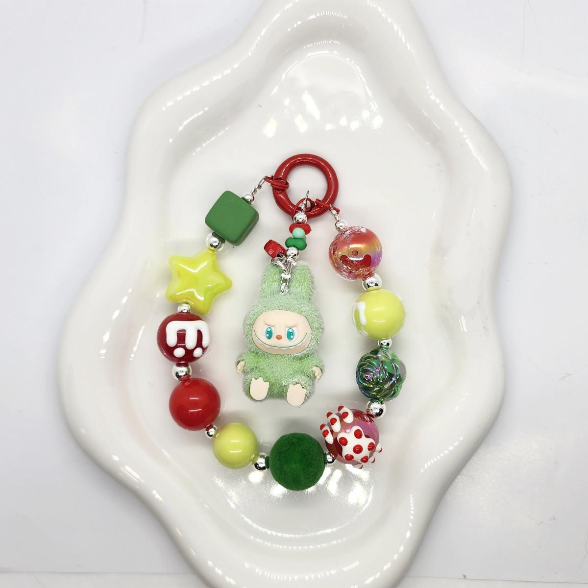StudioNisy LABU The Monsters soft short fur Bean oneofakind handmade - keychain or phone charm