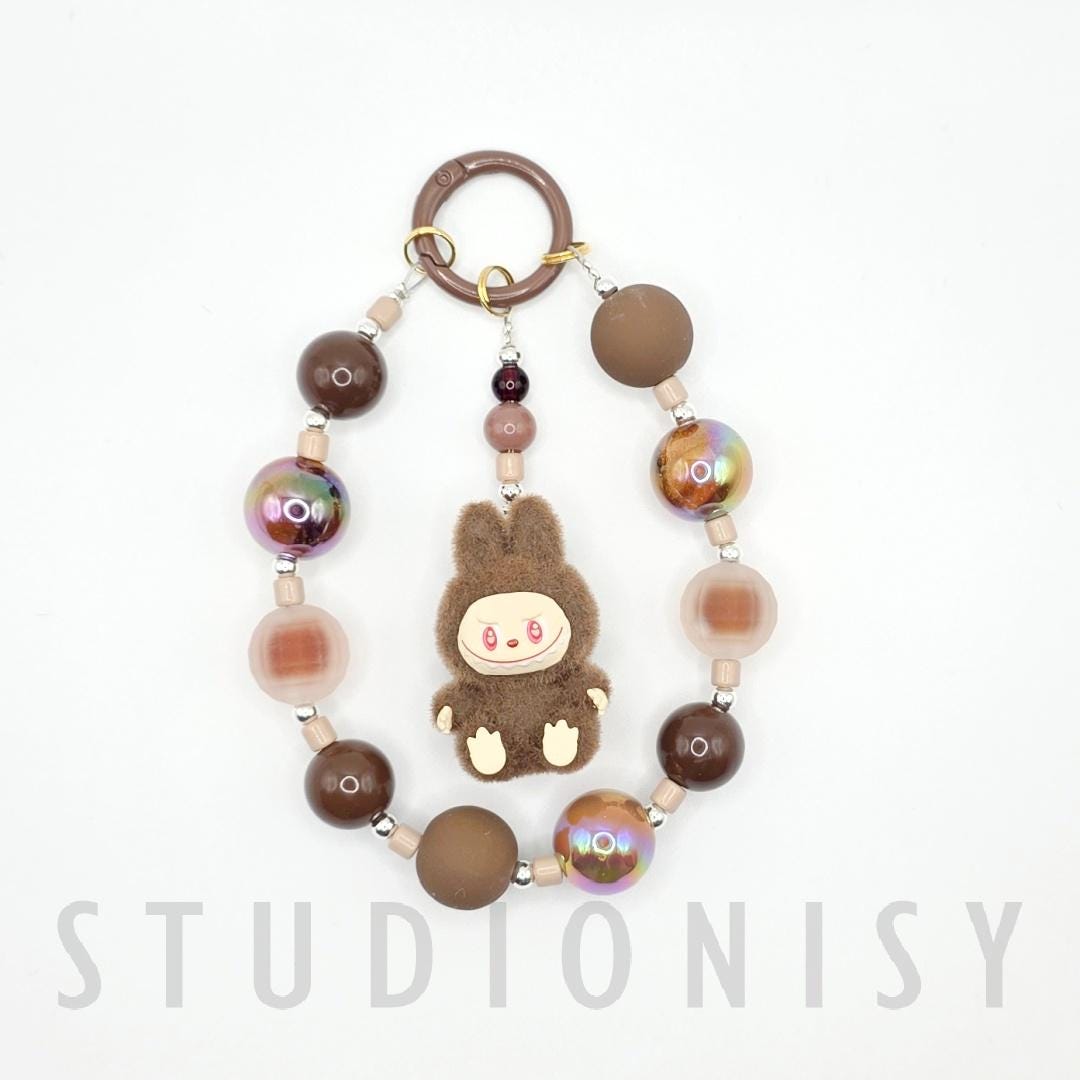 StudioNisy LABU The Monsters soft short fur Bean oneofakind handmade - keychain or phone charm