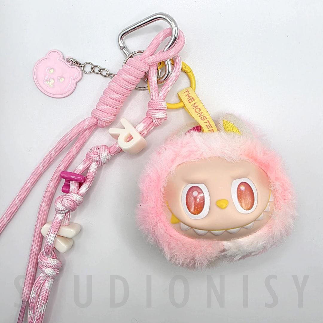 StudioNisy Handmade BIE Big into Energy Labu Head Plushy keychain, or bag charm Labubu head,