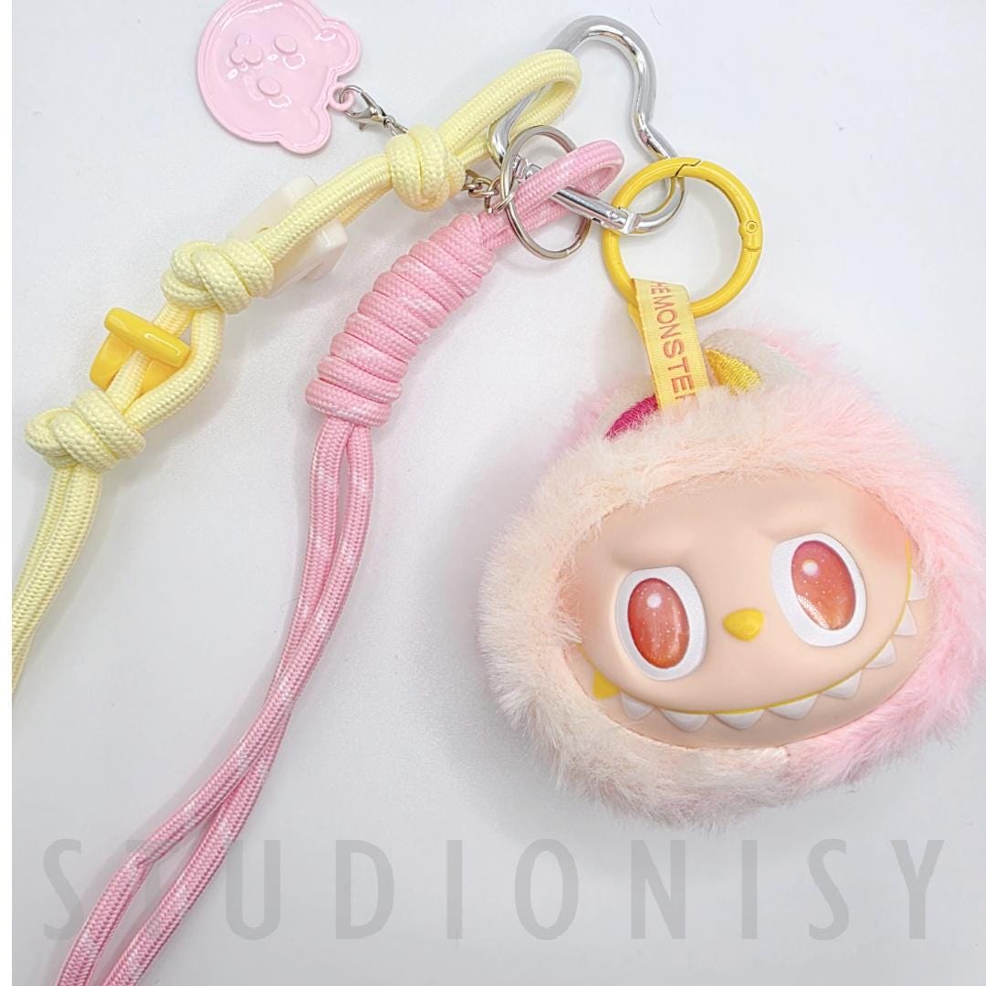 StudioNisy Handmade BIE Big into Energy Labu Head Plushy keychain, or bag charm Labubu head,