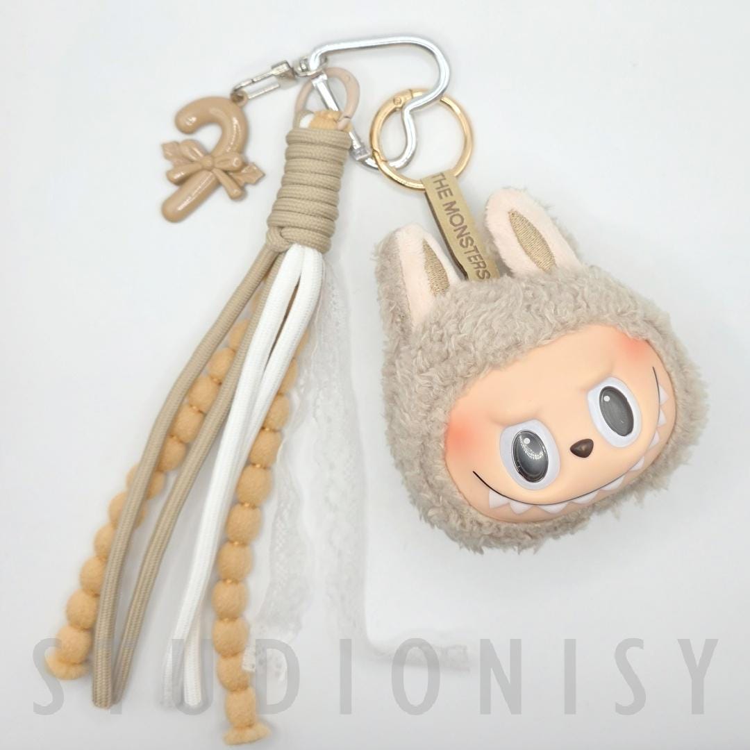 StudioNisy Handmade Labu Head MACARON Plushy keychain, or bag charm Labubu head,