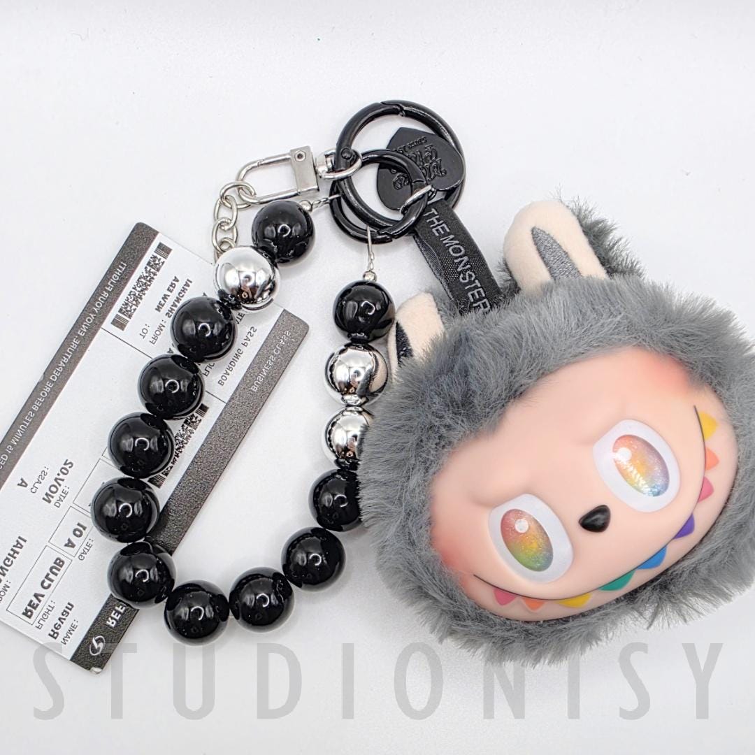 StudioNisy Handmade BIE Big into Energy Labu Head Plushy keychain, or bag charm Labubu head,