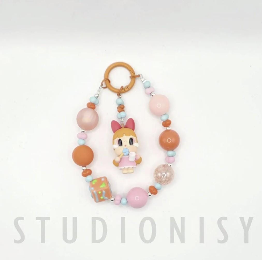 StudioNisy Handmade crybb Powerpuff beaded keychain or phone charm bag charm