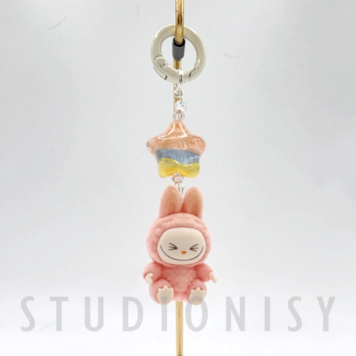 StudioNisy Handmade Labu crybb Bean with custom special bead - handmade keychain or phone charm