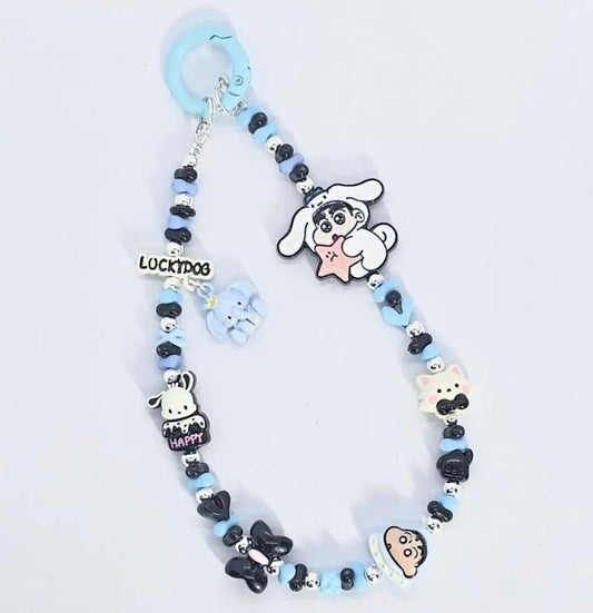 POPMART The Monsters Labubu | Crayon Shin Chan with alloy metal beads keychain or phone charm, Kawaii Japan | Cute Chain GiftMother's Day