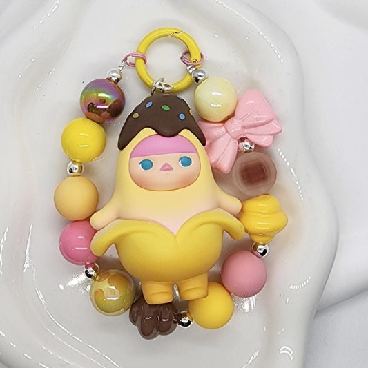 Authentic POPMART PUCKY Banana one-of-a-kind handmade- keychain or phone charm,Mother's Day