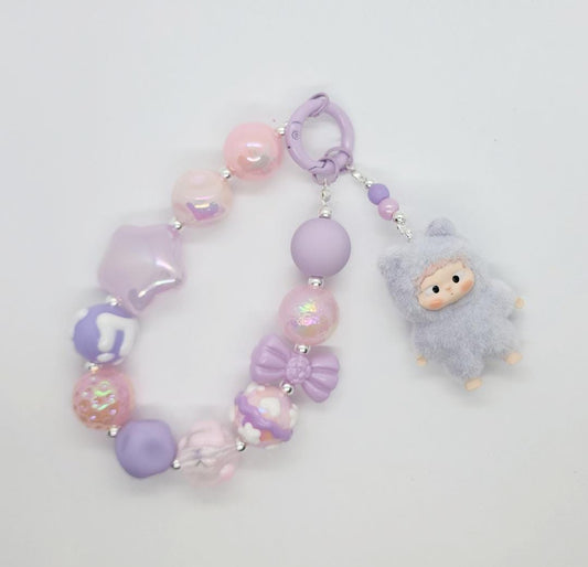 OZai Furry Bean! one-of-a-kind handmade w/ painted beads - keychain or phone charm Glow Gift Mother's Day