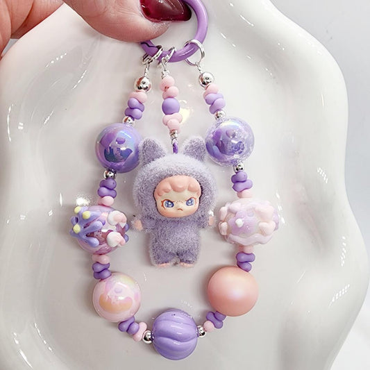 DORA in animal suit furry bean with handmade beaded chain and premium beads, gift, kawaiiMother's Day