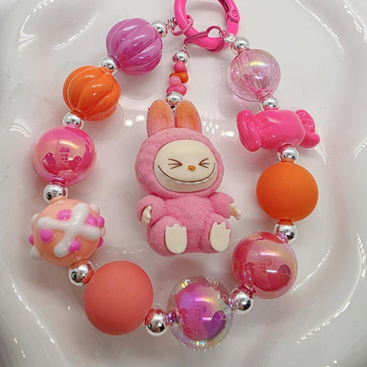 Labubu The Monsters short fur Bean! one-of-a-kind handmade - keychain or phone charm Mother's Day