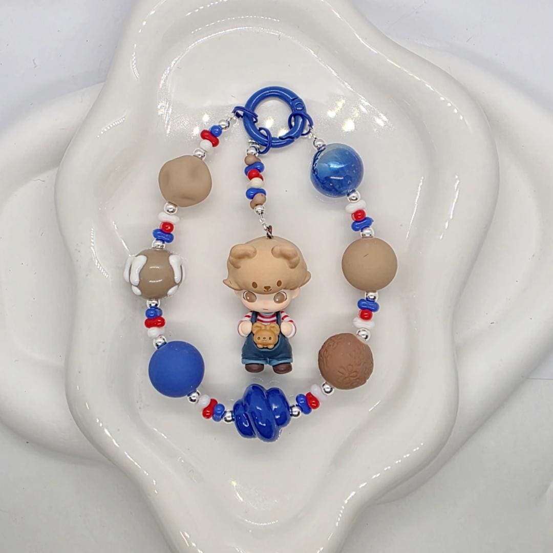 Dimoo figures edited with beaded chain for bag or phone! kawaii | cute gits | Mother's Day | alloy | plastic | handpainted Mother's Day