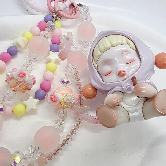 Skull Panda Warmth beaded handmade keychain and figure Kawaii Japan | Multi chains and charms Mother's Day
