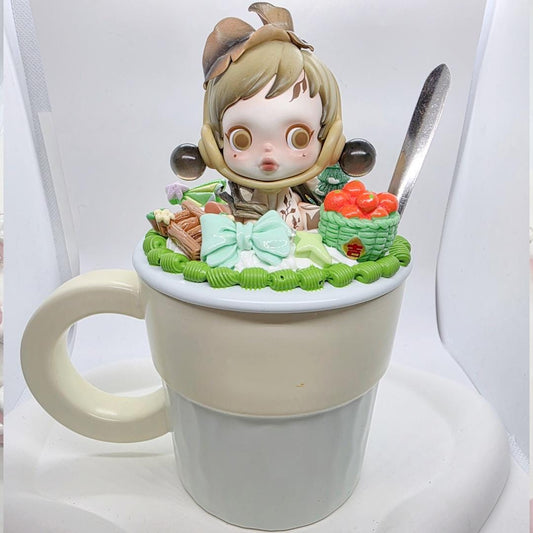 Authentic Figures cream DIY cup, mug, Skull Panda Kawaii Japan, Cute Chain Mother's Day