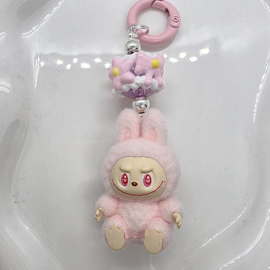 Exclusive * Labubu The Monsters short fur Bean! one-of-a-kind handmade - keychain or phone charm, Gift, Mother's Day