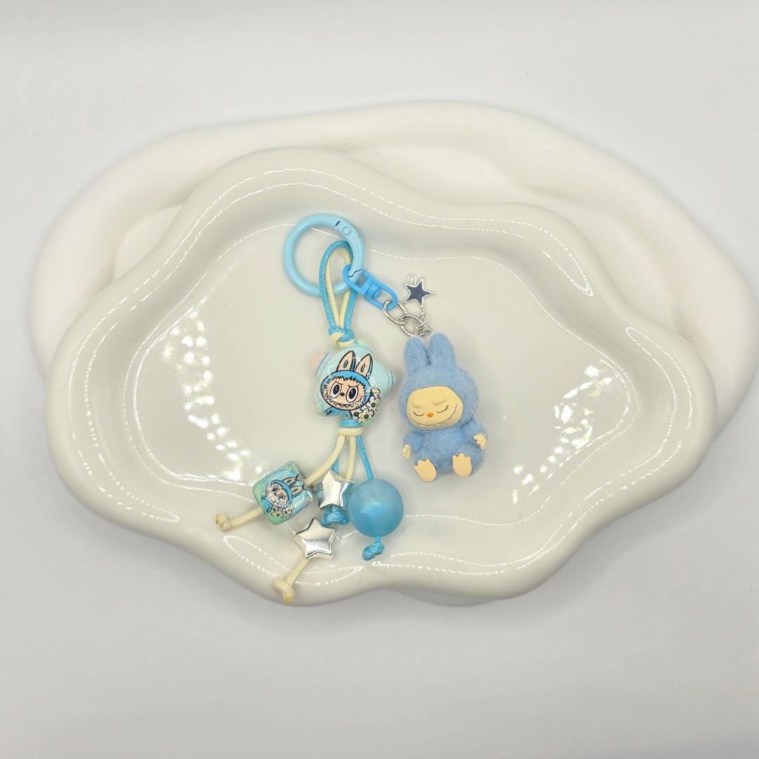 Labubu Furry mini bean with beaded cord, cellphone or bag charm | miu | labubu beads Mother's Day
